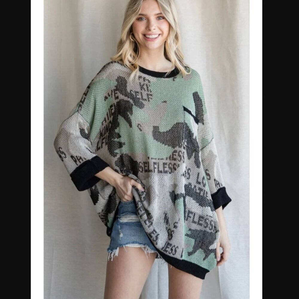 NWT - JODIFL Selfless Camo Knit Sweater